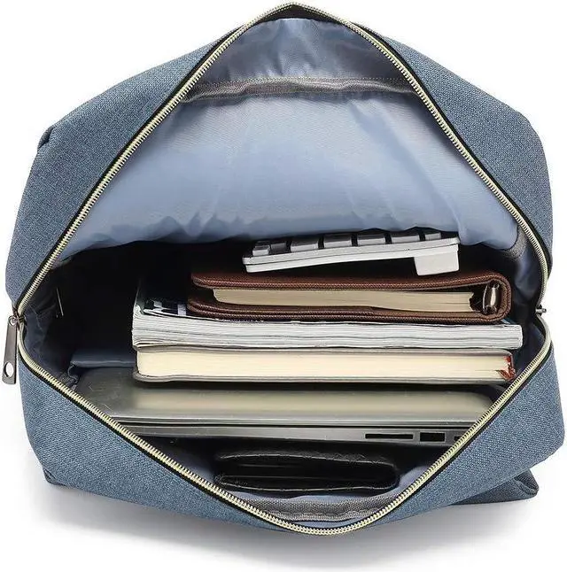 Alt view image 4 of 5 - UGRACE Vintage Laptop Backpack with USB Charging Port, Elegant Water Resistant Travelling Backpack Casual Daypacks College Shoulder Bag for Men Women, Fits up to 15.6Inch Laptop in Blue