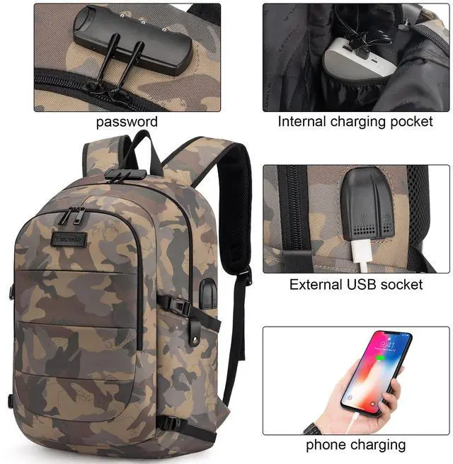 Alt view image 3 of 5 - Tzowla Travel Laptop Backpack Water Resistant Anti-Theft Bag with USB Charging Port and Lock 15.6 Inch Computer Business Backpacks for Women Men Gift,Bookbag Casual Daypack