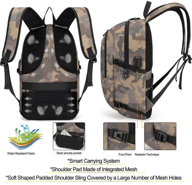 Alt view image 4 of 5 - Tzowla Travel Laptop Backpack Water Resistant Anti-Theft Bag with USB Charging Port and Lock 15.6 Inch Computer Business Backpacks for Women Men Gift,Bookbag Casual Daypack