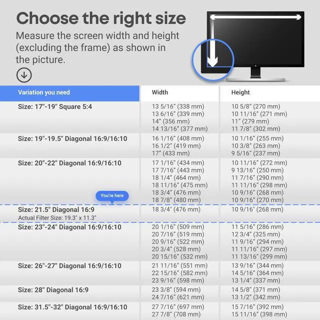 Alt view image 5 of 5 - VINTEZ 21.5 Inch 16:19 and 15.6 Inch 16:9 Blue Light Blocking Screen Protector Panel Anti-UV Eye Protection Filter for Widescreen Laptop and Monitor Frame Hanging Type - Blue Light Filter Bundle
