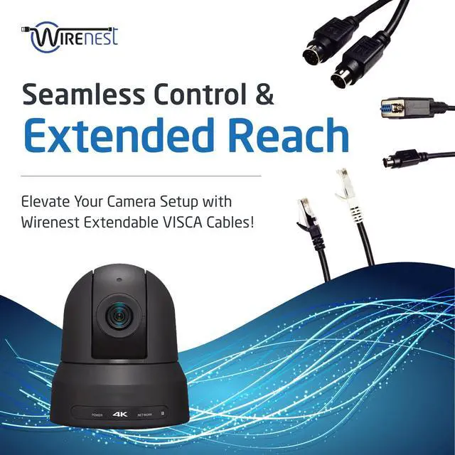 Alt view image 4 of 5 - Wirenest 25ft VISCA PTZ Camera Control Cable for Sony EVI/BRC/SRG Series RS232 8 Pin Mini DIN to DB9F Serial