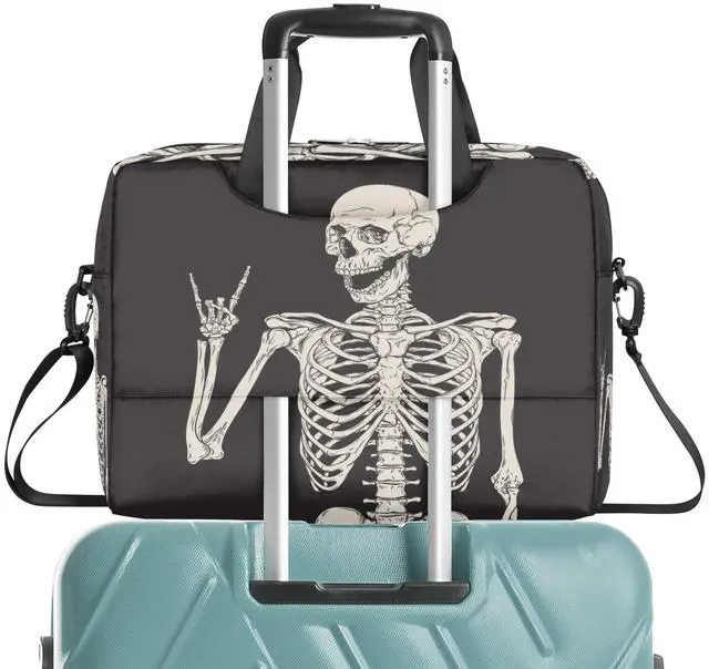Main image of Rock Skeleton Skull Laptop Bag Sleeve Case for Women Men Briefcase Tablet Messenger Shoulder Bag with Strap Notebook Computer Case 14 15.6 16 Inch for Business