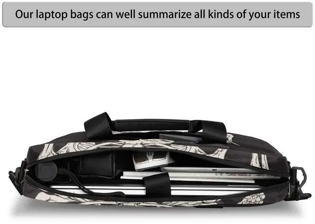 Alt view image 3 of 5 - Rock Skeleton Skull Laptop Bag Sleeve Case for Women Men Briefcase Tablet Messenger Shoulder Bag with Strap Notebook Computer Case 14 15.6 16 Inch for Business
