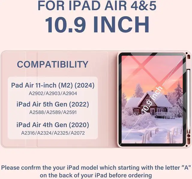 Alt view image 2 of 5 - Aoub Keyboard Case for iPad Air 11-Inch M3/M2 2025/2024, iPad Air 5th/4th Gen 2022/2020, 7 Color Backlit, Folio Detachable Wireless Bluetooth Keyboard Cover Soft TPU Back Case with Pencil Holder, Pink