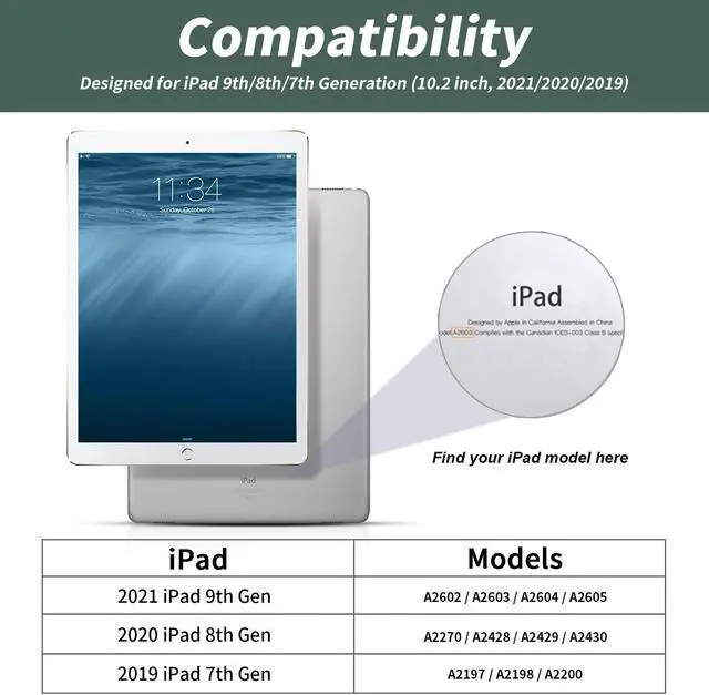 Alt view image 2 of 5 - Aoub Keyboard Case for iPad 9th/8th/7th Generation 10.2 inch, 7 Colors Backlit, Stand Folio Detachable Wireless Bluetooth Keyboard Cover Soft TPU Back Case for iPad 10.2 2021/2020/2019 - Dark Green