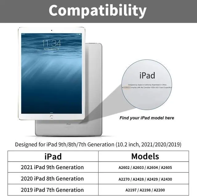 Alt view image 2 of 5 - Aoub Keyboard Case for iPad 9th/8th/7th Generation 10.2 inch, 7 Colors Backlit, Stand Folio Detachable Wireless Bluetooth Keyboard Cover Soft TPU Back Case for iPad 10.2 2021/2020/2019 - White