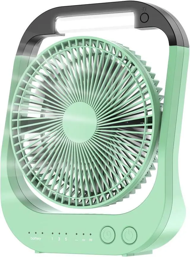 Main image of ATEngeus USB Desk Fan, 10000mAh Rechargeable Battery Operated Fan, 4 Speeds Table Fan, 8" Camping Fan, 180degRotation, LED Light, Timer, Portable Fan for Camping,Traveling