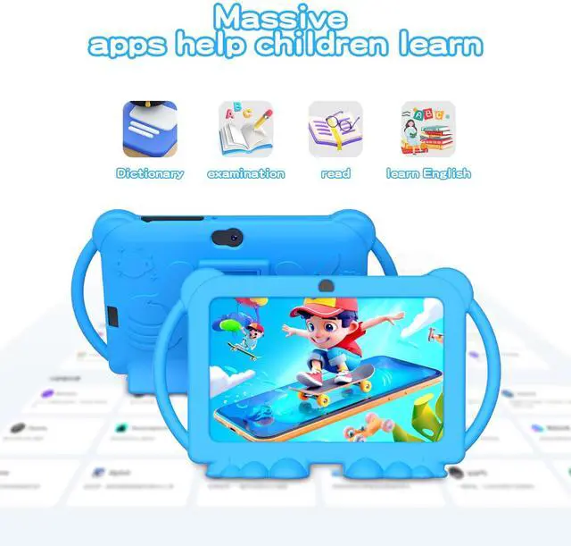 Alt view image 5 of 5 - ATOZEE Kids Tablet, 7 inch Tablet for Kids 4GB 32GB Android 12 Preinstalled Parental Control Children Education Toddler Tablets with Dual Camera Bluetooth WIFI6 Shockproof Kickstand Case (Boys/Blue)
