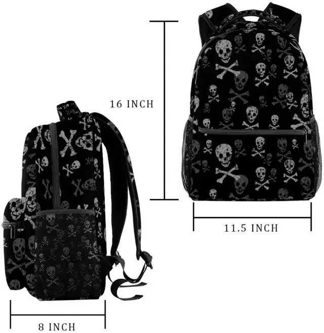 Alt view image 2 of 5 - Skull And Bones Backpacks Boys Girls School Book Bag Travel Hiking Camping Daypack Rucksack