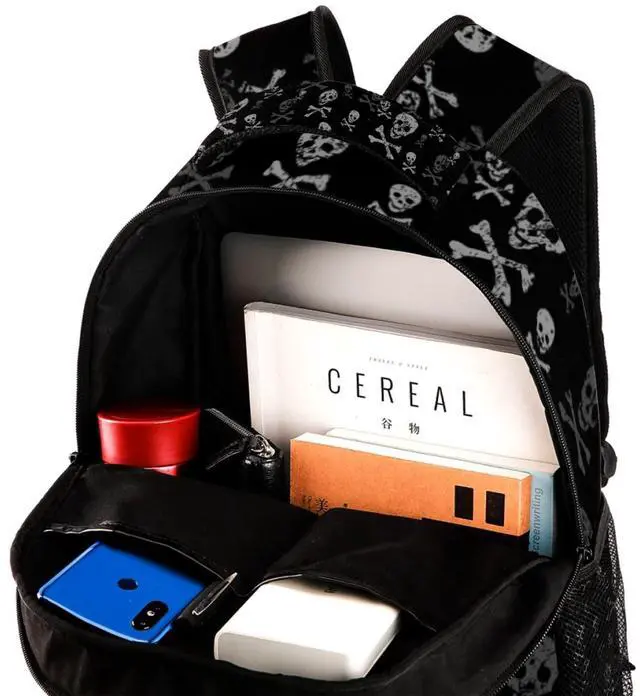 Alt view image 4 of 5 - Skull And Bones Backpacks Boys Girls School Book Bag Travel Hiking Camping Daypack Rucksack