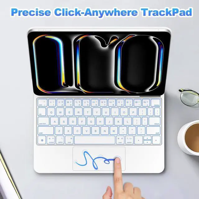 Alt view image 5 of 5 - GOOJODOQ Magnetic Keyboard Case for iPad Pro 11-inch(M4,2024),Click-Anywhere Trackpad with 7 Color Backlit for iPad Pro 11 Keyboard-Black-White