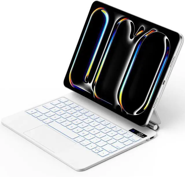 Main image of GOOJODOQ Magnetic Keyboard Case for iPad Pro 11-inch(M4,2024),Click-Anywhere Trackpad with 7 Color Backlit for iPad Pro 11 Keyboard-Black-White
