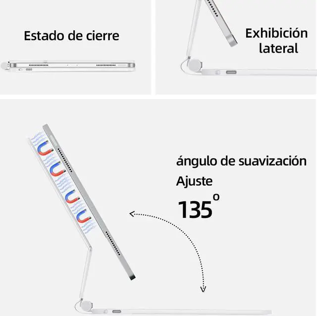 Alt view image 3 of 5 - HOU Slim Keyboard Case for iPad Pro 11 Inch (4th/3rd/2nd/1st) Gen 2022, iPad Air 5th&4th Generation Case with Keyboard, Keyboard Case for iPad Pro 11 inch 2022, Multi-Touch Trackpad(Spanish Keyboard)