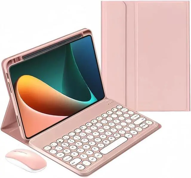 Main image of kaidisen Keyboard Case for iPad Mini A17 Pro 2024/ iPad Mini 6th Generation 8.3-inch Case with Keyboard and Bluetooth Mouse, Detachable Candy Color Keyboard Cover Round Key,Pink