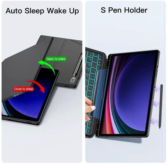 Alt view image 5 of 5 - JUQITECH Trackpad Keyboard Case for Samsung Galaxy Tab S10+ 12.4 2024 S9 FE+ S9+ 12.4 Inch 2023, Tablet Protector Case Kickstand Magnetic Detachable Wireless Touchpad 7 Colors Backlit Keyboard