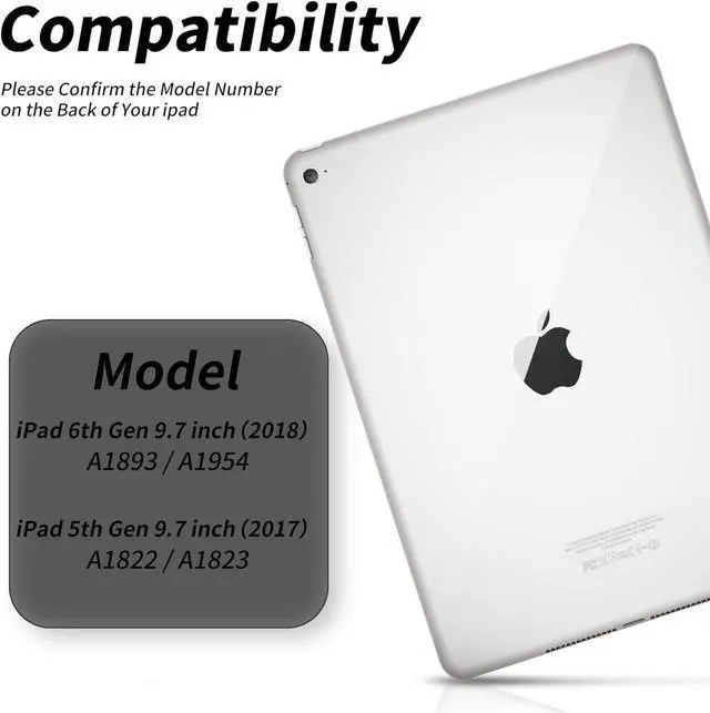 Alt view image 2 of 5 - kenke for iPad 6/5th Generation Case with Keyboard 9.7 Inch 2018/2017 iPad Air 2/1, Detachable Wireless Bluetooth iPad Keyboard Case with Built-in Left Side Pencil Holder Auto Wake/Sleep (Black)