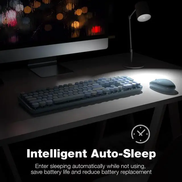 Alt view image 5 of 5 - KNOWSQT Wireless Keyboard and Mouse Combo, Blue Colorful 2.4G Typewriter Full-Size Cute Keyboards - USB Receiver Plug and Play, for Computer, PC, Laptop, Desktop, Windows