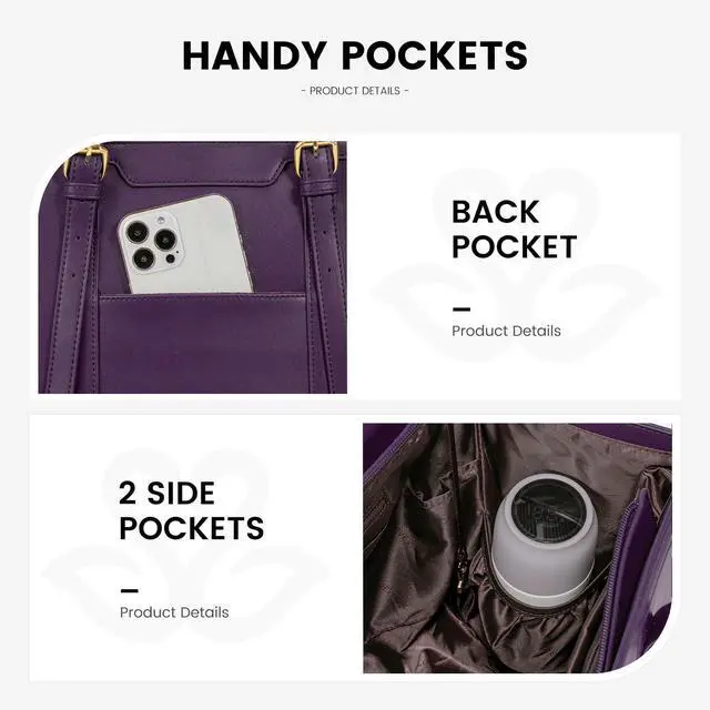 Alt view image 5 of 5 - LOVEVOOK Laptop Bag for Women 15.6 inch Lightweight PU Laptop Tote Bag, Large Capacity Computer bag with Clutch Purse for Business, Work, Office, Travel,SchoolCasualDark Purple15.6 Inch