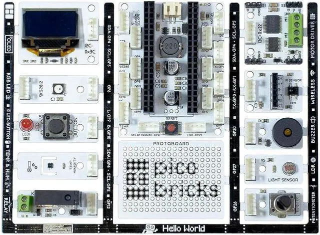 Main image of Picobricks - Raspberry Pi Pico W Starter Kit with Extensive Learning Guide, Raspberry Pi Kit, Raspberry Pi Starter Kit, Electronics Set(Not Included Pico W)
