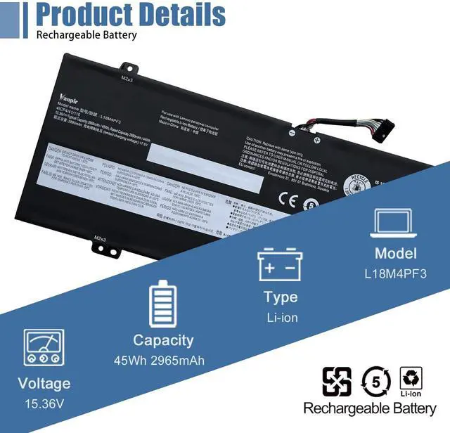 Alt view image 2 of 5 - VANPIR L18M4PF3 45Wh Laptop Battery Replacement for Lenovo ideapad C340-14IML C340-14IWL Flex-14IML Flex-14IWL S540-14API S540-14IML S540-14IWL C340-14API Series L18C4PF3 L18C4PF4 L18M4PF4 15.36V
