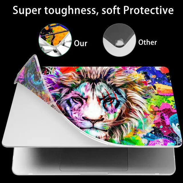 Alt view image 3 of 5 - Tuiklol for M4 MacBook Pro 14 inch Case 2024 2023 2022 2021 Model A3112 A3401 A3185/A2918 A2992 M3/A2779 M2/A2442 M1/Pro/Max Chip, Bracket Hard Shell Case with Screen Protector,Lion