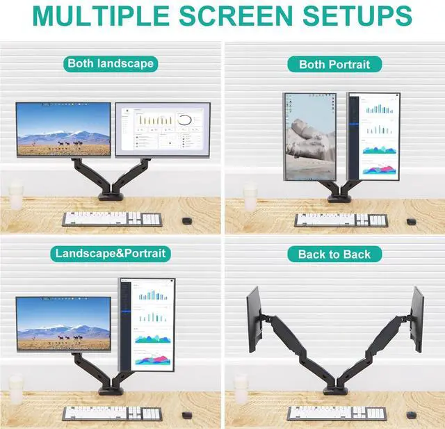 Alt view image 5 of 5 - WALI Laptop Mount for Desk, Monitor Arm Mount for 17"-32Computer Screen and 11.6" - 17.3" Notebook,Dual Monitor Mount Holds up to 19.8lbs, Laptop Tray Stand with Gas Spring Arm (GSMP002LP), Black