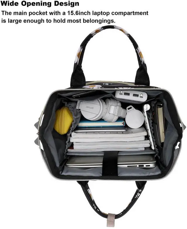 Alt view image 4 of 5 - Yusudan Daisy Laptop Backpack for Womens Girls, College Backpacks School Bag Bookbag 15.6 Inch Computer Backpack (Black)