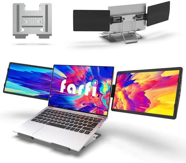 Main image of 14inch Laptop Screen Extender - 360° Rotatable Attachable Portable Monitor for Laptop TFT USB Dual Screen, Plug and Play for Mac, PC, & Chrome (Dual 14.1" Portable Monitors with Stand)