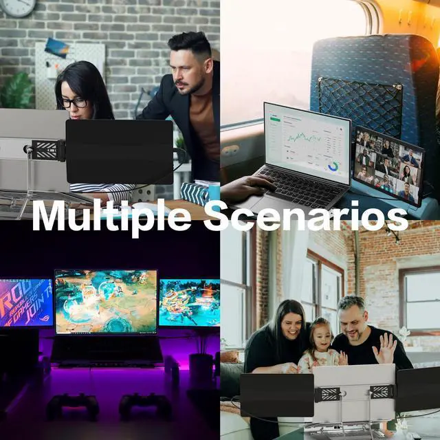 Alt view image 5 of 5 - 14inch Laptop Screen Extender - 360° Rotatable Attachable Portable Monitor for Laptop TFT USB Dual Screen, Plug and Play for Mac, PC, & Chrome (Dual 14.1" Portable Monitors with Stand)