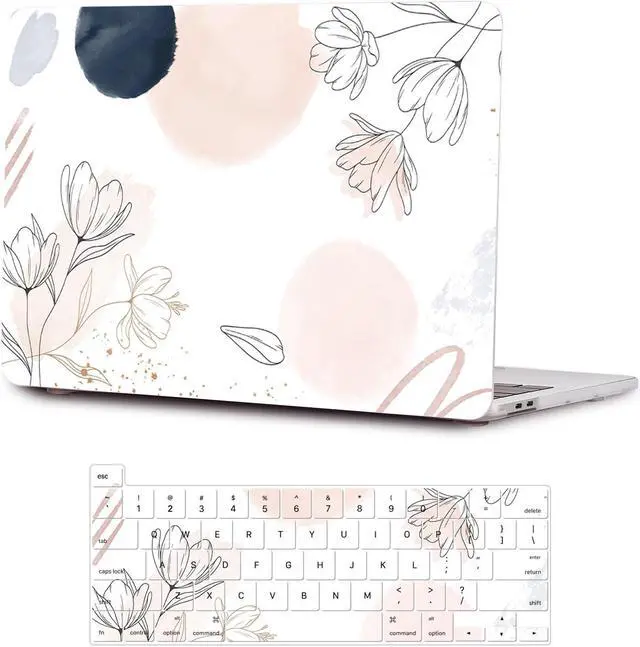 Main image of SaharaCase - Apple MacBook Pro 13" Laptops Hybrid-Flex Arts Case with Silicone KeyPad Cover - Sleek Hard Shell, Snap-On, Anti-Slip Grip (White)