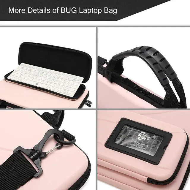 Alt view image 5 of 5 - Laptop Case for 14.1-15.6 Inch MacBook Pro Air Chromebook HP Lenovo Work-in Notebook Computer Hard Shell Laptop Bag for Men Women with Pouch and Shoulder Strap (14.2"L x 9.5"W, Pink)