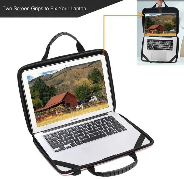 Alt view image 3 of 5 - Laptop Case for 14.1-15.6 Inch MacBook Pro Air Chromebook HP Lenovo Work-in Notebook Computer Hard Shell Laptop Bag for Men Women with Pouch and Shoulder Strap (14.2"L x 9.5"W, Pink)