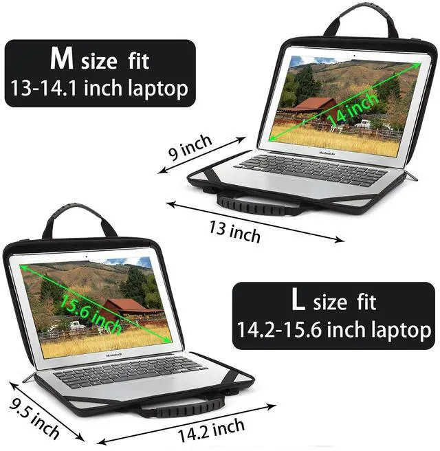 Alt view image 2 of 5 - Laptop Case for 14.1-15.6 Inch MacBook Pro Air Chromebook HP Lenovo Work-in Notebook Computer Hard Shell Laptop Bag for Men Women with Pouch and Shoulder Strap (14.2"L x 9.5"W, Pink)