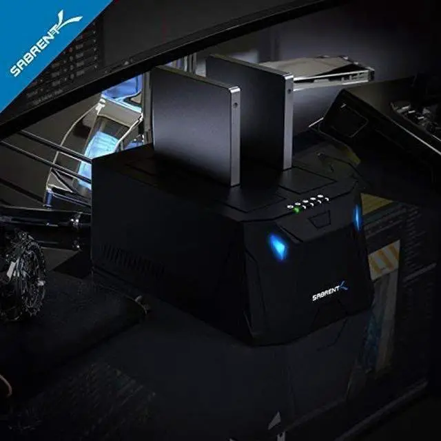 Alt view image 2 of 5 - Sabrent USB 3.0 to SATA I/II/III Dual Bay External Hard Drive Docking Station + USB 3.0 to SSD / 2.5-Inch SATA I/II/IIIHard Drive Adapter