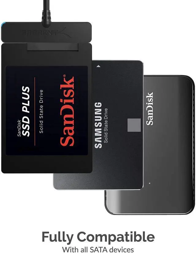 Alt view image 5 of 5 - Sabrent USB 3.0 to SATA I/II/III Dual Bay External Hard Drive Docking Station + USB 3.0 to SSD / 2.5-Inch SATA I/II/IIIHard Drive Adapter