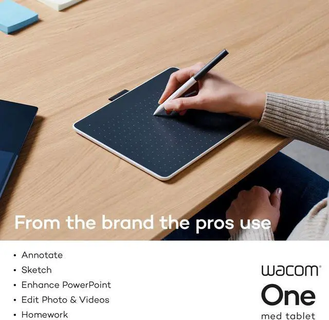 Alt view image 3 of 5 - Wacom One Bluetooth Drawing Tablet, Medium 9.9" x 7.1" Compact Graphics Tablet, Entry-Level Creative Design Pad with Creative Software for Chromebook, Mac, Windows PC, Android