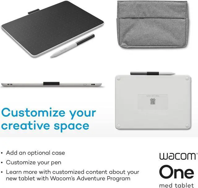Alt view image 5 of 5 - Wacom One Bluetooth Drawing Tablet, Medium 9.9" x 7.1" Compact Graphics Tablet, Entry-Level Creative Design Pad with Creative Software for Chromebook, Mac, Windows PC, Android