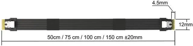 Alt view image 2 of 4 - LINKUP Slim SAS SFF-8654 4i Straight to SFF-8654 4i Straight 24Gbps High Speed SAS 4.0/PCIE 4.0 Cable for 85ohm PCIe Application (NVMe SSD Slimline) 32AWG Flat Wire - 150cm
