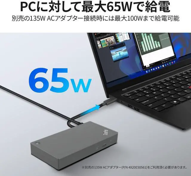 Alt view image 5 of 5 - Lenovo ThinkPad Universal USB-C Dock V2-40B70090 with SOVVYDIGN HDMI Cable + SOVVYDIGN DisplayPort Cable + Starter Bundle