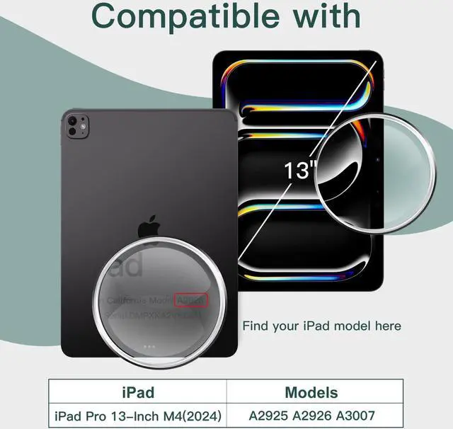 Alt view image 2 of 5 - JETech iPad Pro 13-Inch M4 (2024) Clear Back Case and Privacy Screen Protector Bundle
