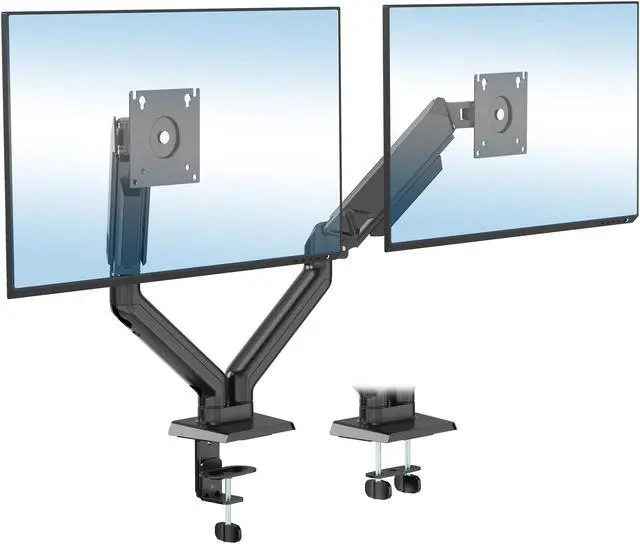 Main image of Mount-It! Full Motion Dual Monitor Mount with Spring Arms, 17" to 32", Full Motion Monitor Arm with Tilt, Rotation, Swivel, Height Adjustment, Clamp or Grommet, Fits VESA 75x75 and 100x100 - Black