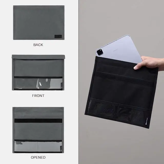 Alt view image 2 of 5 - Silent Pocket SLNT Quick Access Smartphone Faraday Bag Technology - Weatherproof Signal Blocking Nylon, Device Shielding for Tablets for Travel, Privacy, Anti-Hacking (Charcoal Grey, X-Large)