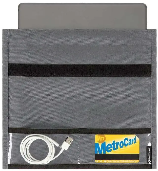 Main image of Silent Pocket SLNT Quick Access Smartphone Faraday Bag Technology - Weatherproof Signal Blocking Nylon, Device Shielding for Tablets for Travel, Privacy, Anti-Hacking (Charcoal Grey, X-Large)