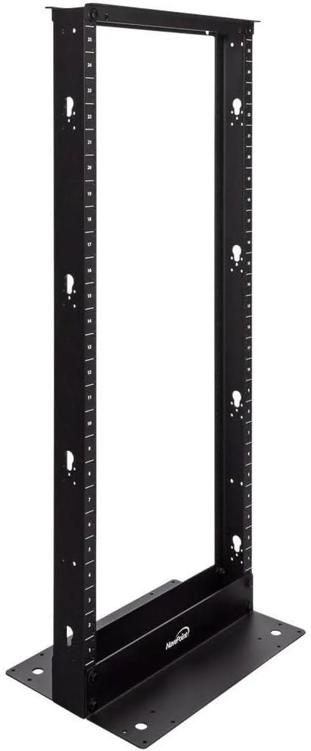 Main image of NavePoint 25U 2 Post Open Frame Server Rack for 19 Inch Equipment, AV, Networking, Data & IT Devices, 2-Post Rack 25U 661lbs Weight Capacity, Black