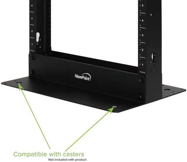 Alt view image 5 of 5 - NavePoint 25U 2 Post Open Frame Server Rack for 19 Inch Equipment, AV, Networking, Data & IT Devices, 2-Post Rack 25U 661lbs Weight Capacity, Black