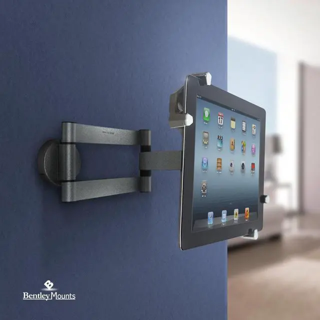 Alt view image 2 of 5 - Matney Universal Tablet Wall Mount Holder - Adjustable Swivel Arm 360° Rotating Hands-Free Flexible Viewing - Fits 2.25" to 11" Tablet/Phone in Home, Kitchen Office, Bedroom