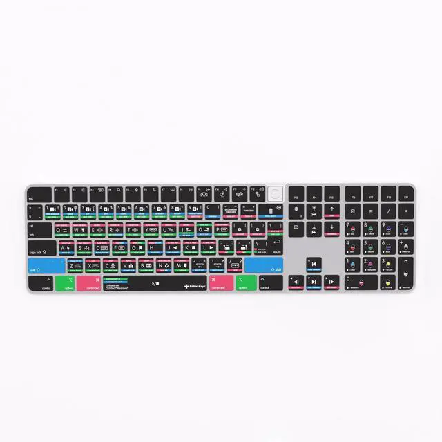 Alt view image 5 of 5 - Keyboard Cover for Davinci Resolve - Compatible with Apple Magic Numeric Keyboard with and WithoutTouchID - Editors Keys