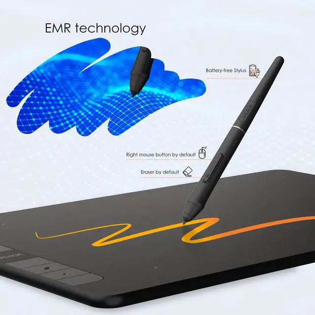 Alt view image 3 of 5 - VEIKK VK1060 V2 Drawing Tablet, 10 x 6 Inch Graphics Tablet with 8 Shortcut Keys, 8192 Levels Battery Free Pen,Work for Digital Art Drawing, Animation, Design