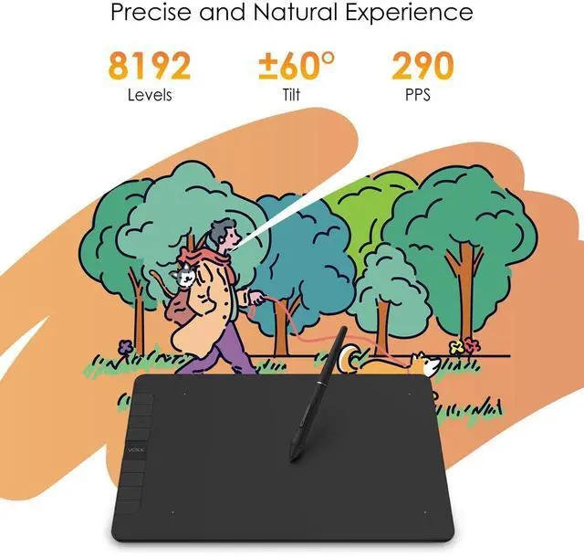 Alt view image 4 of 5 - VEIKK VK1060 V2 Drawing Tablet, 10 x 6 Inch Graphics Tablet with 8 Shortcut Keys, 8192 Levels Battery Free Pen,Work for Digital Art Drawing, Animation, Design