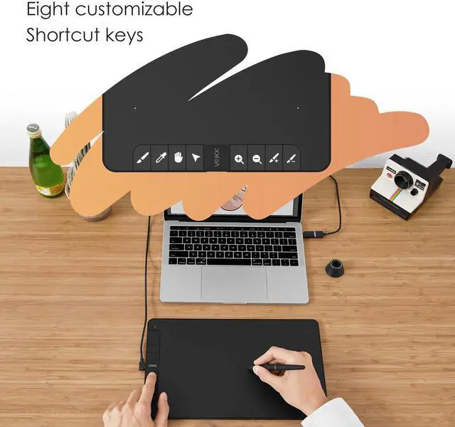 Alt view image 2 of 5 - VEIKK VK1060 V2 Drawing Tablet, 10 x 6 Inch Graphics Tablet with 8 Shortcut Keys, 8192 Levels Battery Free Pen,Work for Digital Art Drawing, Animation, Design